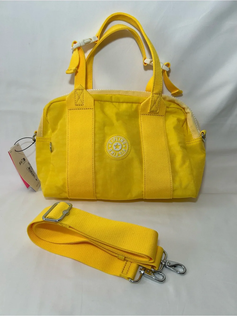 Kipling Bright Yellow Nylon Crossbody Bag with Detachable Strap